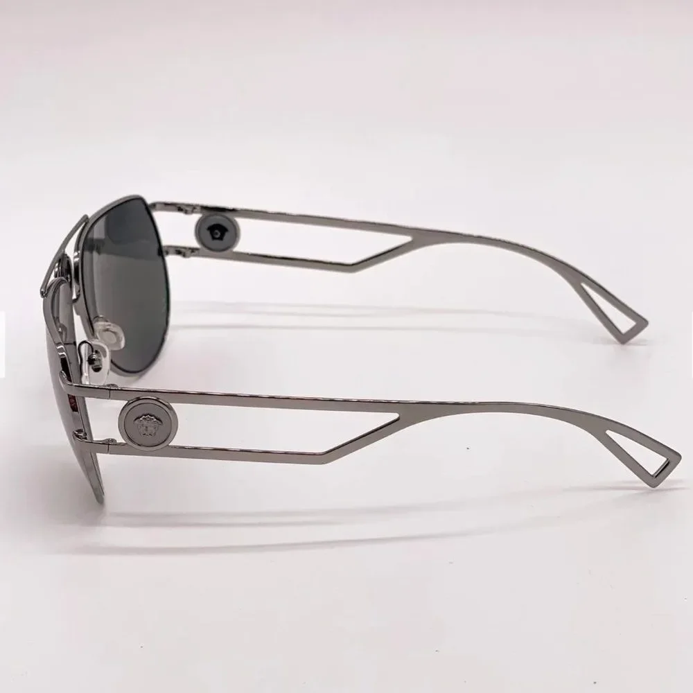 New! Versace Gray Unisex 60mm Sunglasses
